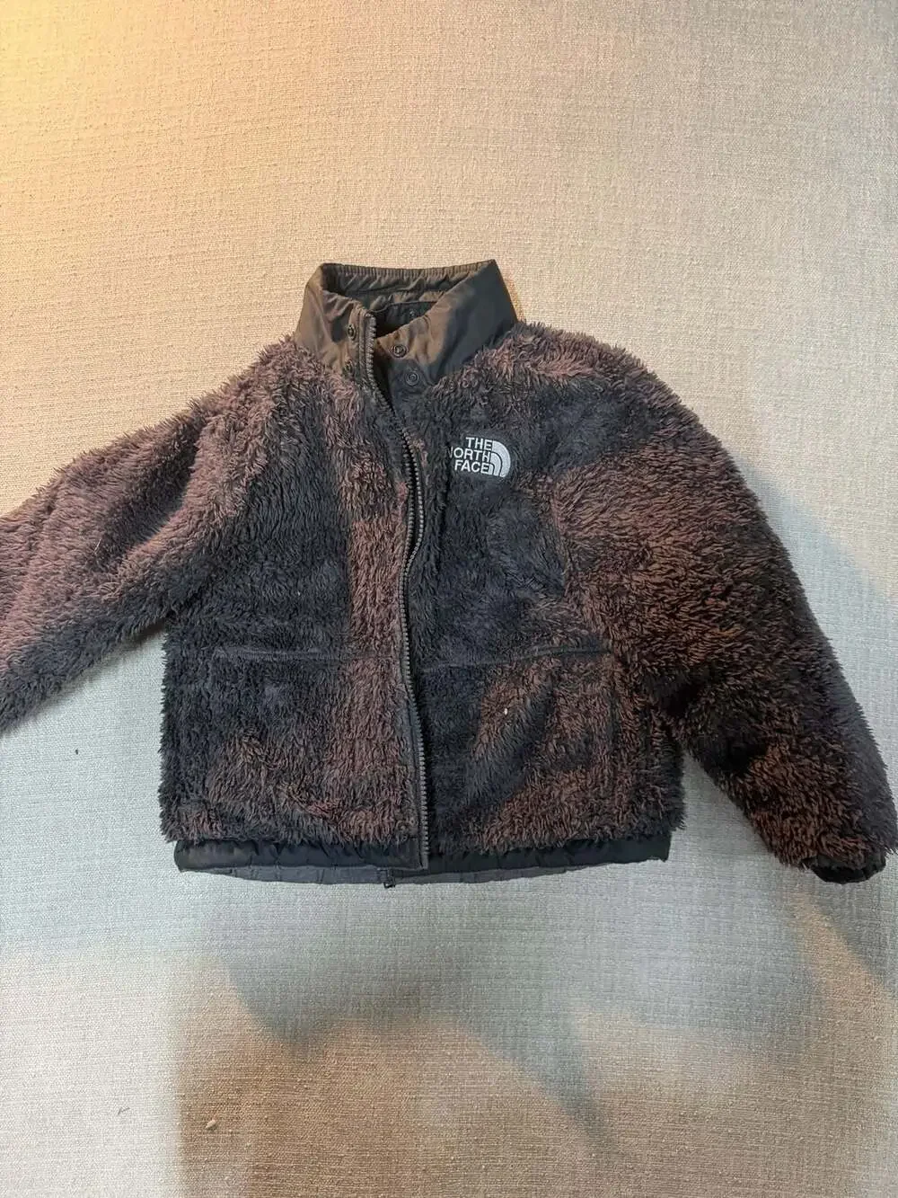 The North Face Boys Reversible Mount Chimborazo Jacket Size XS 6 Black Gray Flee